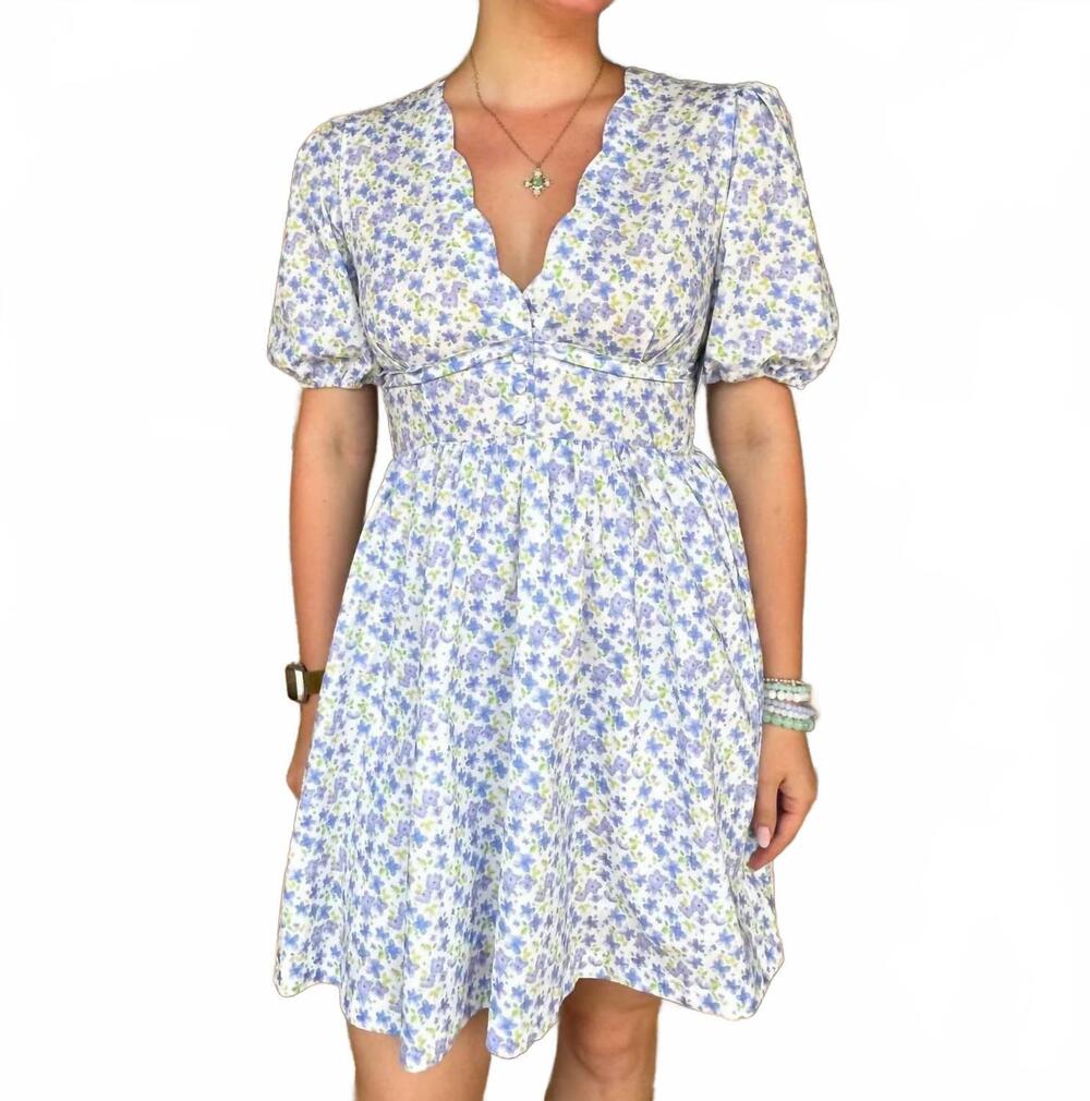 NEW UMGEE dainty floral mini dress in blue multi